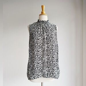 JULES & LEOPOLD Black and White Animal Print High Neck Tank Large
